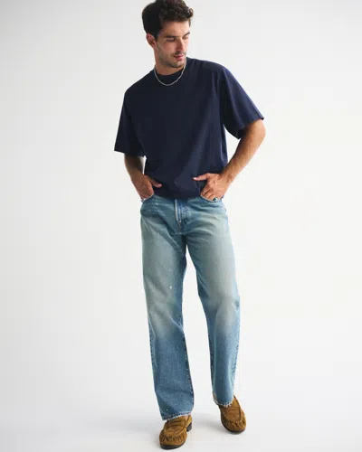 Abercrombie & Fitch Premium Heavyweight Cropped Tee In Blue