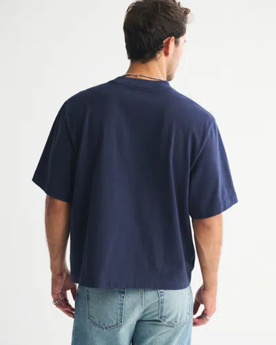 Abercrombie & Fitch Premium Heavyweight Cropped Tee In Blue
