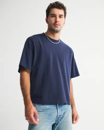 Abercrombie & Fitch Premium Heavyweight Cropped Tee In Blue