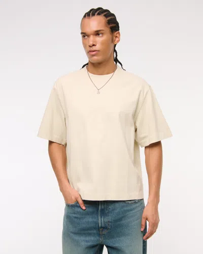 Abercrombie & Fitch Premium Heavyweight Cropped Tee In Neutral