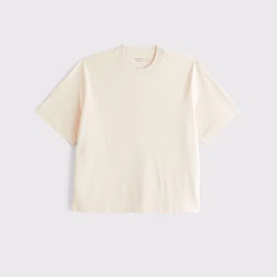 Abercrombie & Fitch Premium Heavyweight Cropped Tee In Neutral