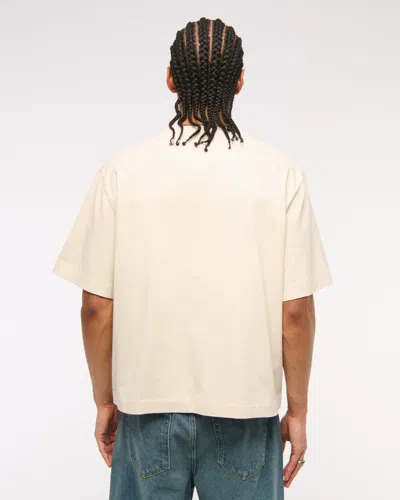 Abercrombie & Fitch Premium Heavyweight Cropped Tee In Neutral