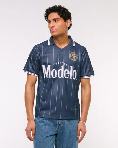 Abercrombie & Fitch Modelo Soccer Jersey-inspired Polo In Blue