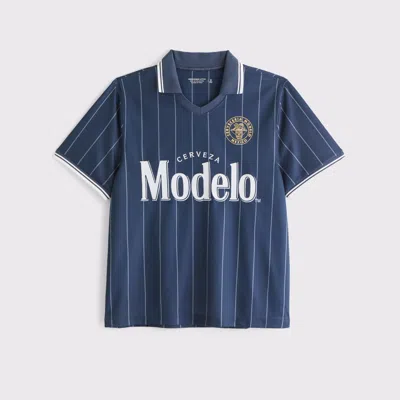 Abercrombie & Fitch Modelo Soccer Jersey-inspired Polo In Blue