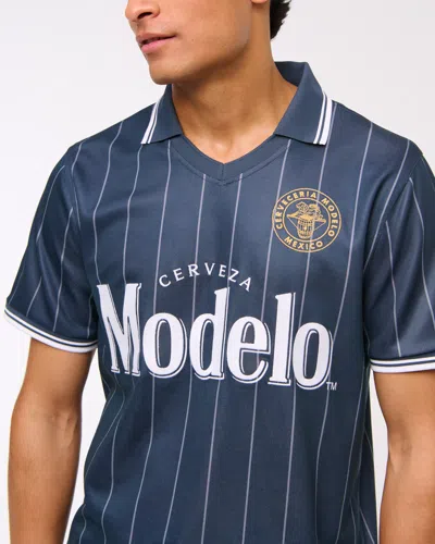 Abercrombie & Fitch Modelo Soccer Jersey-inspired Polo In Blue