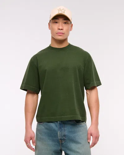 Abercrombie & Fitch Premium Heavyweight Cropped Tee In Green