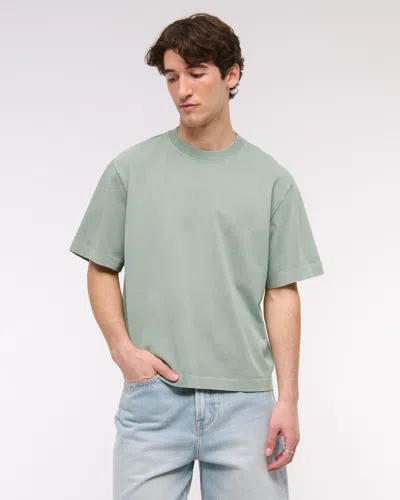 Abercrombie & Fitch Premium Heavyweight Cropped Tee In Green