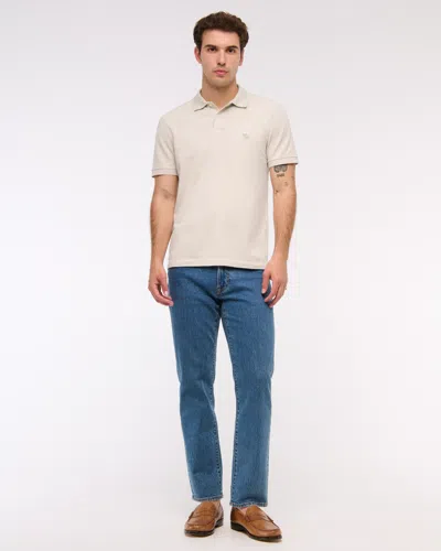 Abercrombie & Fitch Textured Icon Don't Sweat It Polo In Neutral