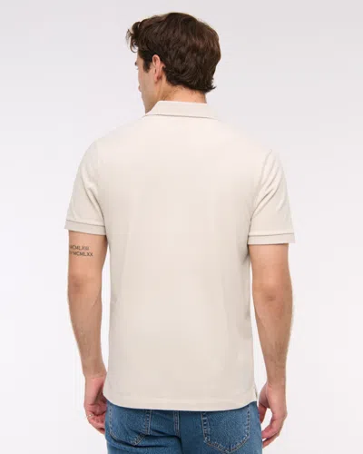 Abercrombie & Fitch Textured Icon Don't Sweat It Polo In Neutral