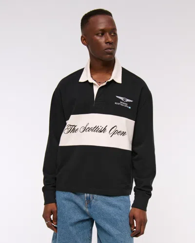 Abercrombie & Fitch Pga Scottish Open Rugby Polo In Black