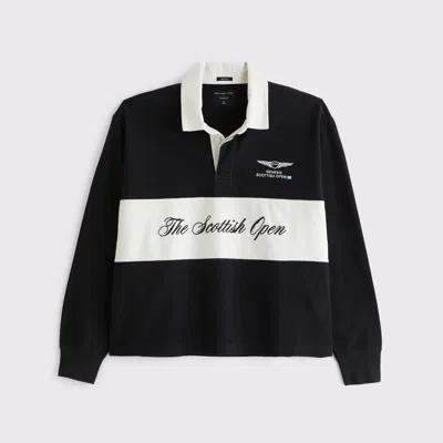 Abercrombie & Fitch Pga Scottish Open Rugby Polo In Black