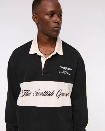 Abercrombie & Fitch Pga Scottish Open Rugby Polo In Black