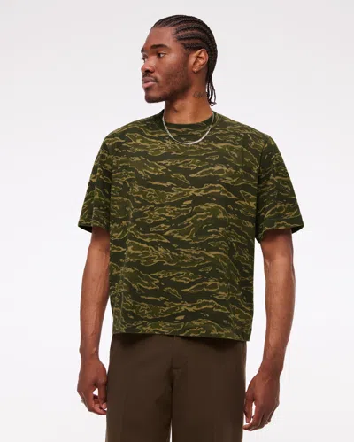 Abercrombie & Fitch Premium Heavyweight Cropped Tee In Green