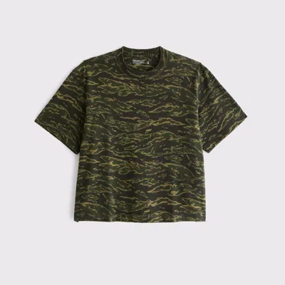 Abercrombie & Fitch Premium Heavyweight Cropped Tee In Green