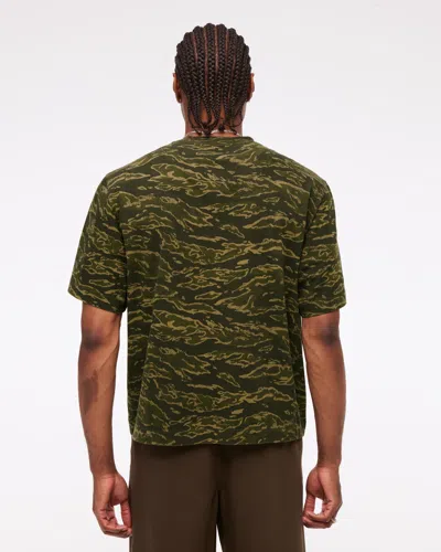 Abercrombie & Fitch Premium Heavyweight Cropped Tee In Green