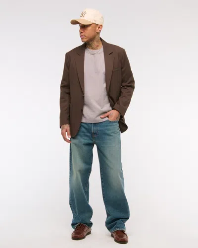 Abercrombie & Fitch Premium Heavyweight Slub Tee In Gray