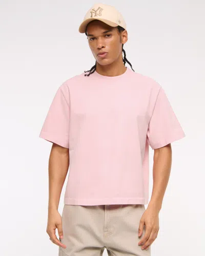 Abercrombie & Fitch Premium Heavyweight Cropped Tee In Pink