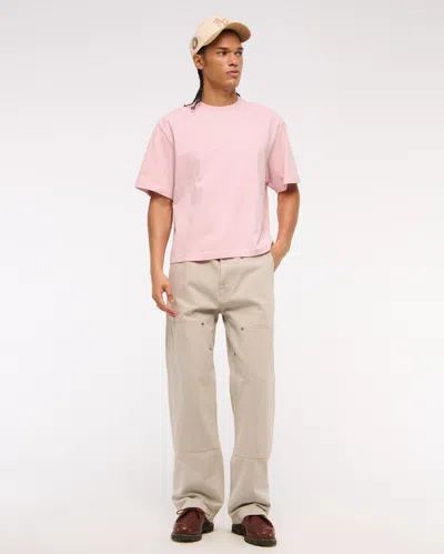 Abercrombie & Fitch Premium Heavyweight Cropped Tee In Pink