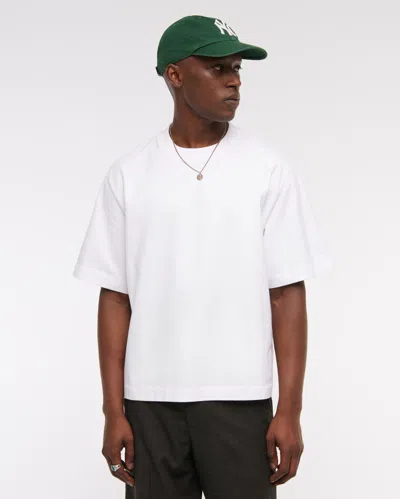 Abercrombie & Fitch Premium Heavyweight Cropped Tee In White