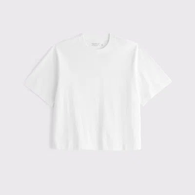 Abercrombie & Fitch Premium Heavyweight Cropped Tee In White