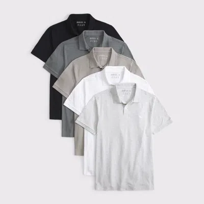 Abercrombie & Fitch 5-pack Textured Icon Don't Sweat It Polos In Multi