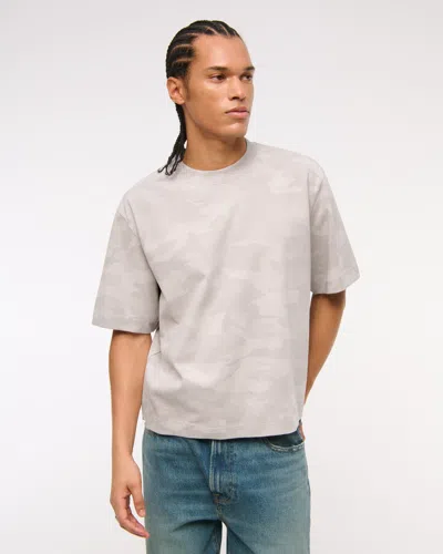 Abercrombie & Fitch Premium Heavyweight Cropped Tee In Gray