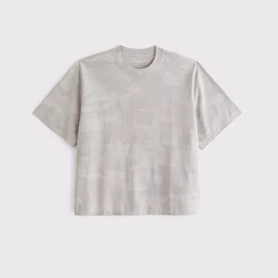 Abercrombie & Fitch Premium Heavyweight Cropped Tee In Gray