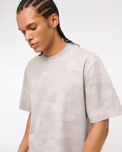 Abercrombie & Fitch Premium Heavyweight Cropped Tee In Gray