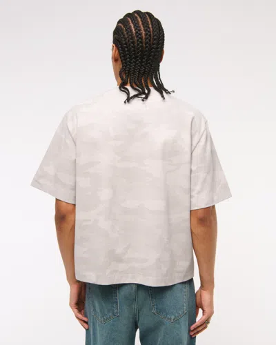 Abercrombie & Fitch Premium Heavyweight Cropped Tee In Gray