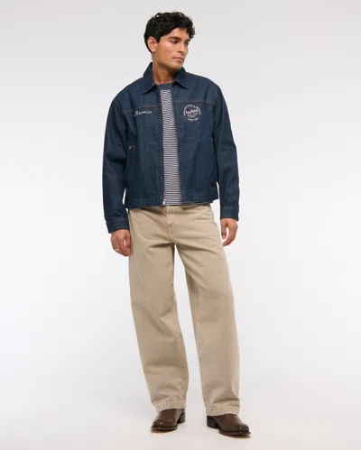 Abercrombie & Fitch Premium Heavyweight Cropped Tee In Blue