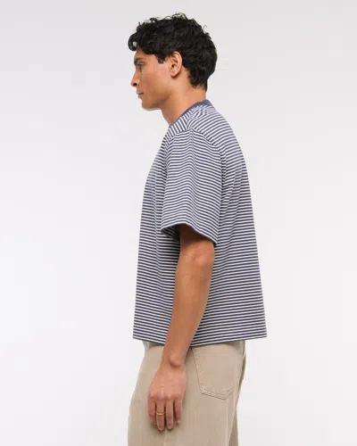 Abercrombie & Fitch Premium Heavyweight Cropped Tee In Blue