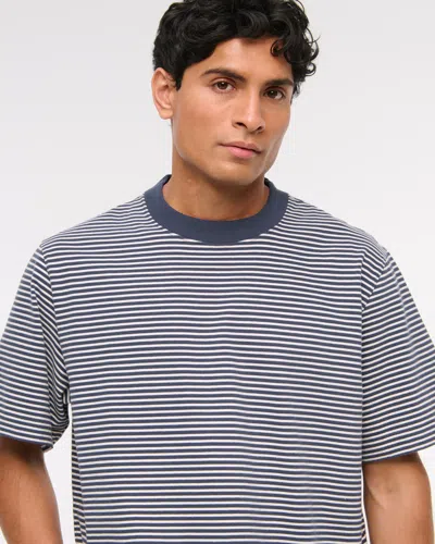 Abercrombie & Fitch Premium Heavyweight Cropped Tee In Blue