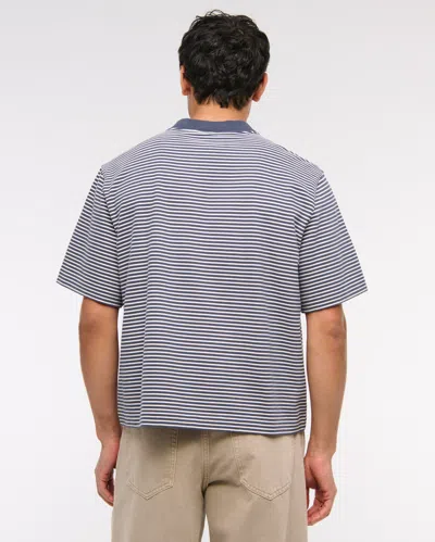 Abercrombie & Fitch Premium Heavyweight Cropped Tee In Blue