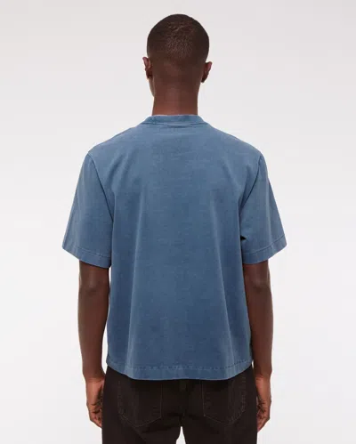 Abercrombie & Fitch Premium Heavyweight Cropped Tee In Blue