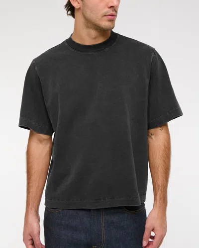 Abercrombie & Fitch Premium Heavyweight Cropped Tee In Black