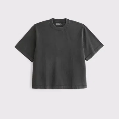 Abercrombie & Fitch Premium Heavyweight Cropped Tee In Black