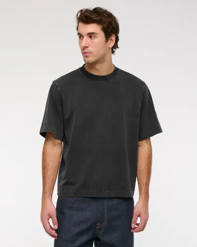 Abercrombie & Fitch Premium Heavyweight Cropped Tee In Black