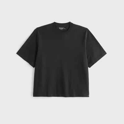 Abercrombie & Fitch Premium Heavyweight Cropped Tee In Black