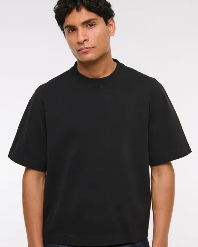 Abercrombie & Fitch Premium Heavyweight Cropped Tee In Black