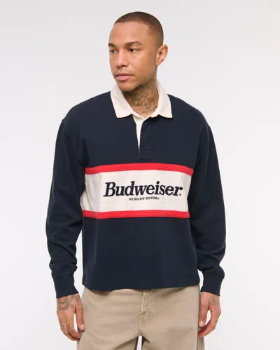 Abercrombie & Fitch Budweiser Rugby Polo In Blue