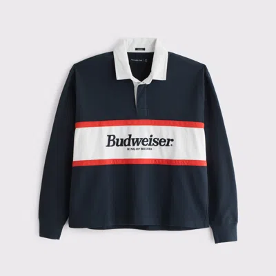 Abercrombie & Fitch Budweiser Rugby Polo In Blue