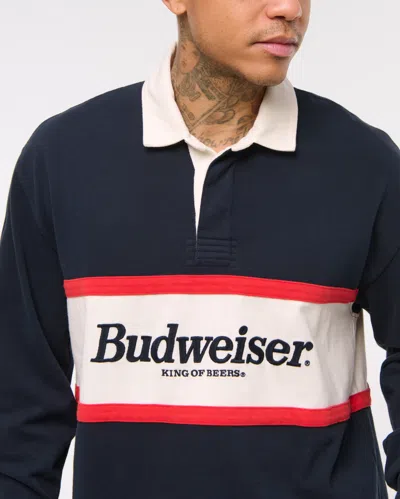 Abercrombie & Fitch Budweiser Rugby Polo In Blue
