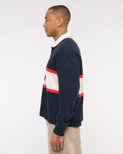 Abercrombie & Fitch Budweiser Rugby Polo In Blue