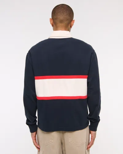 Abercrombie & Fitch Budweiser Rugby Polo In Blue