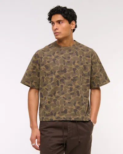 Abercrombie & Fitch Premium Heavyweight Cropped Tee In Brown