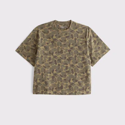 Abercrombie & Fitch Premium Heavyweight Cropped Tee In Brown