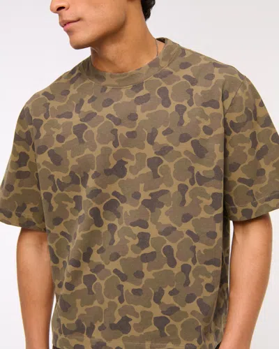 Abercrombie & Fitch Premium Heavyweight Cropped Tee In Brown