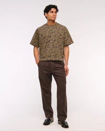 Abercrombie & Fitch Premium Heavyweight Cropped Tee In Brown