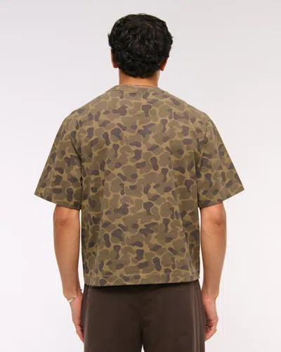 Abercrombie & Fitch Premium Heavyweight Cropped Tee In Brown