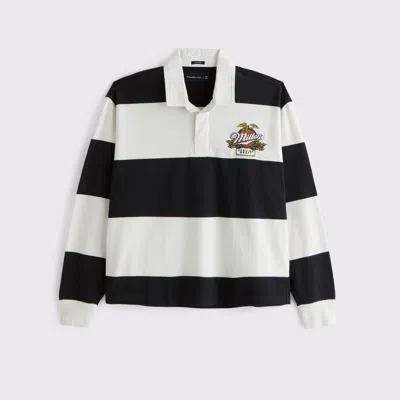 Abercrombie & Fitch Miller Lite Rugby Polo In Black